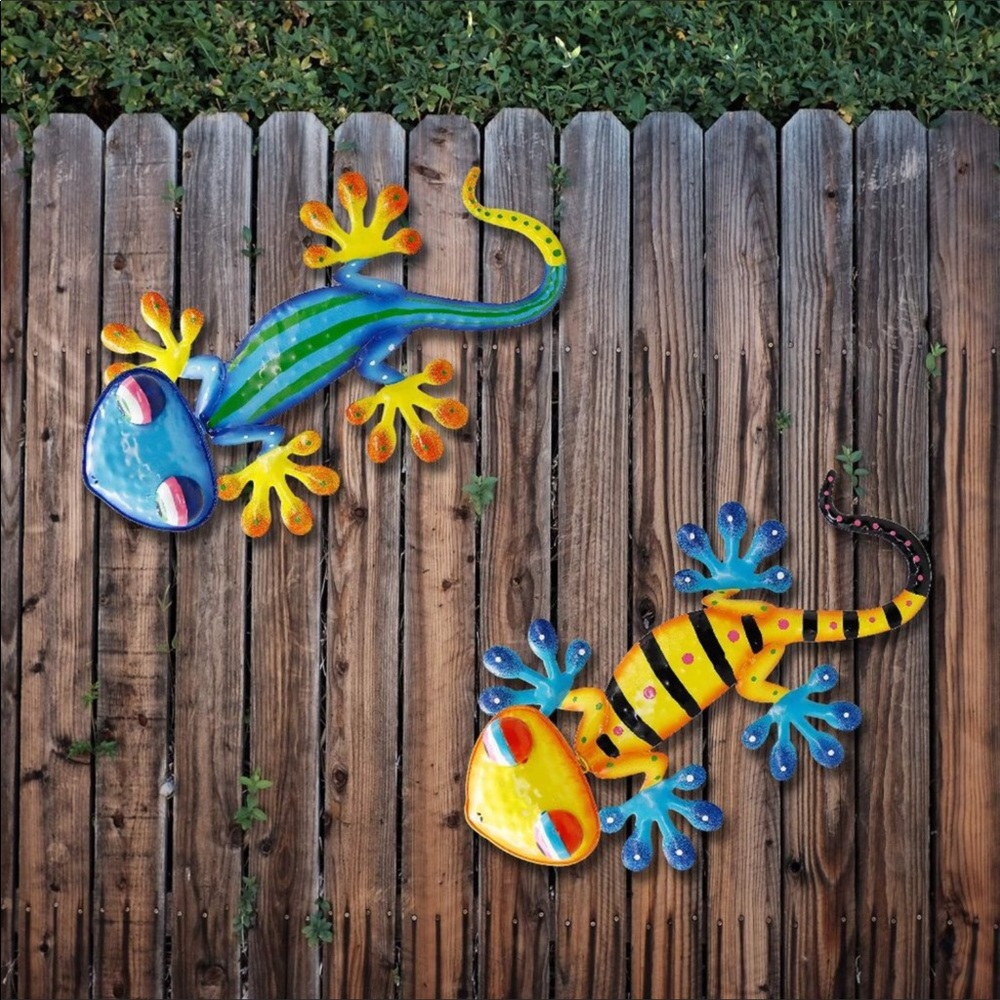 Metal Gecko Wall Decor 2Pcs